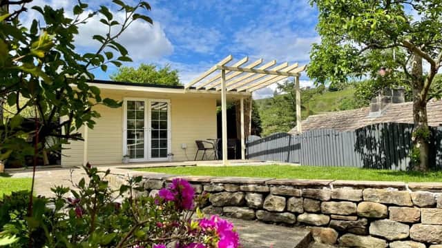 Accommodation at Apple tree hut, in a private garden in hebden