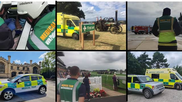 Various scenes of first aid training, ambulances, medical teams, and event cover in Catterick, North Yorkshire.
