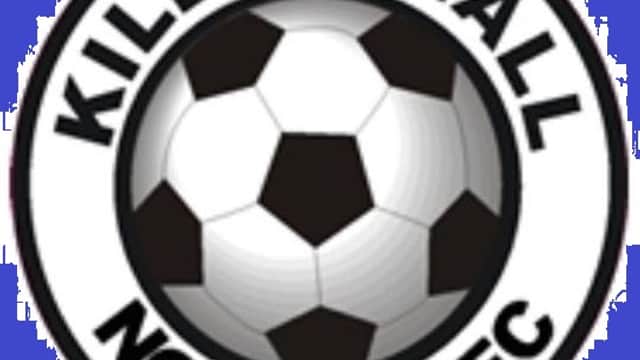 Killinghall Nomads Junior Football Club logo featuring a black and white soccer ball on a blue background.