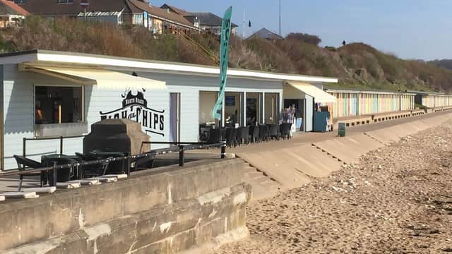 Dining at North Beach Fish & Chips in sewerby