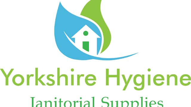 Logo featuring a blue and green droplet with a house icon, text reads "Yorkshire Hygiene Janitorial Supplies."