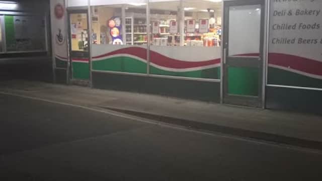 Costcutter shop front in Great Driffield, Yorkshire, featuring bright signage and displays for groceries and chilled foods.