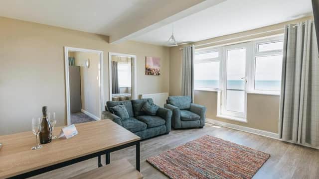 Accommodation at SEA VIEW, Three bed beachfront balcony apartment, Bridlington, North Yorkshire in bridlington