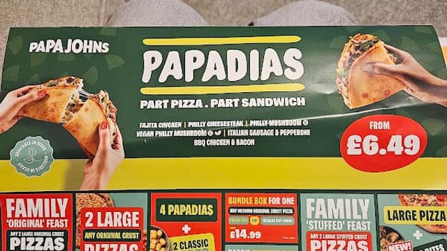 Dining at Papa John's in filey