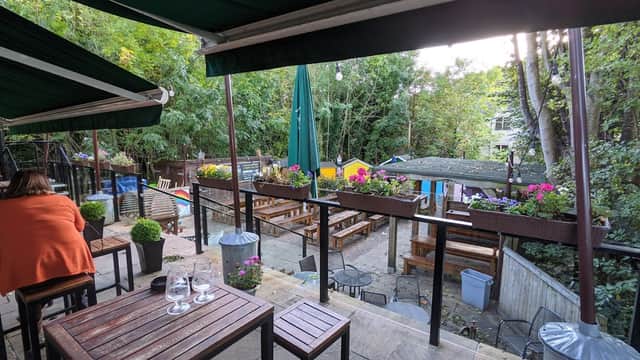 Dining at The Potting Shed Bar & Gardens in bingley