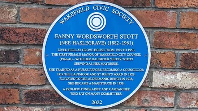 Blue Plaque: Home of Fanny Wordsworth Stott - Historic Site in alverthorpe