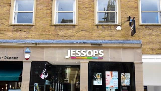 Storefront of Jessops with large signage, displaying electronics and tech products, in York, Yorkshire.