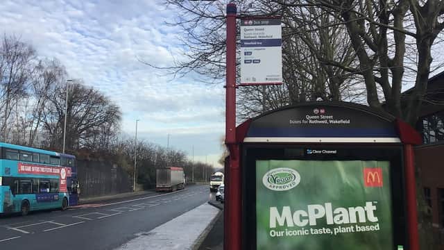 Bus Stop at Queen Street - Bus Stops in hunslet