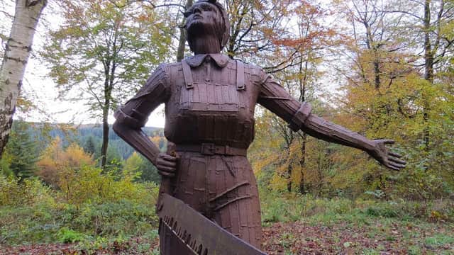Pull Don't Push - Women's Timber Corps Memorial by Ray Lonsdale - Historic Site in dalby forest