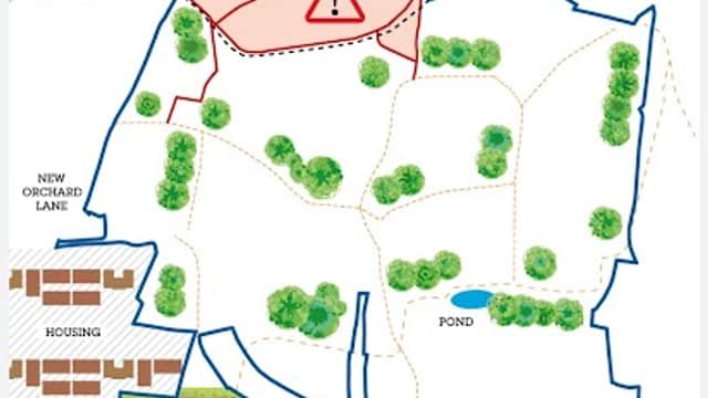 Map of Thurcroft Pit Top park, showing pathways, green areas, a pond, and surrounding roads.
