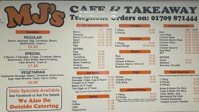 Dining at MJās Cafe & Takeaway in wath upon dearne