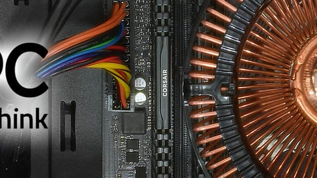 Logo of Quiet PC Ltd with a colorful cable and a copper heatsink, promoting a quiet computing experience.