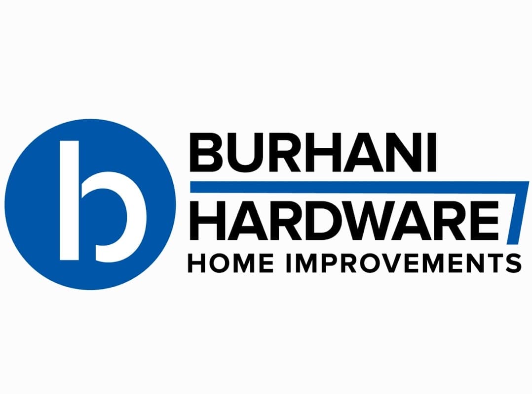 Burhani Hardware logo featuring a blue circle with a stylized 'b', alongside the text "Home Improvements".