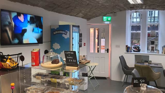 Cafe Coffee in the Cave (under the ice-cream shop) in settle