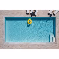 "Digital murder mystery pack cover featuring a swimming pool with a yellow inflatable ring and poolside chairs"