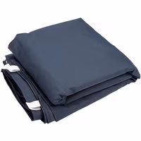 Blue Draper gazebo side panels, folded, with white straps, 3m x 1.9m fabric.